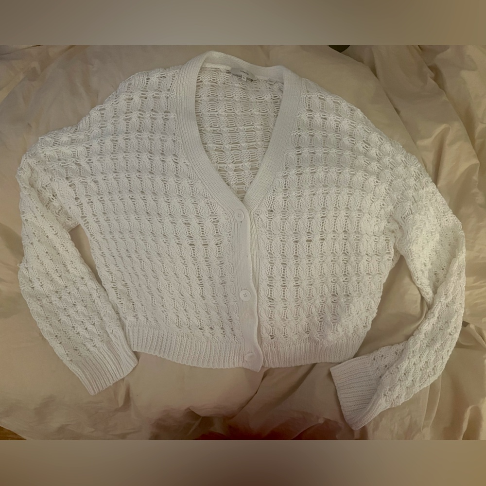 Vince XL Cotton Crochet Cardigan